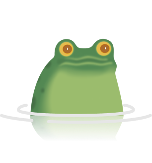 a frog with an unphased expression facing to the right